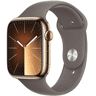 Smartwatch APPLE Watch Series 9 GPS + Cellular Koperta 45mm ze stali nierdzewnej w kolorze złotym z paskiem sportowym S/M popielatego