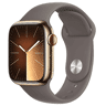 Smartwatch APPLE Watch Series 9 GPS + Cellular Koperta 41mm ze stali nierdzewnej w kolorze złotym z paskiem sportowym M/L popielatego