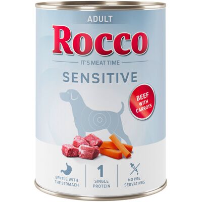 Rocco Sensitive, 6 x 400 g - Nowa receptura: wołowina z marchewką Rocco Sensitive, 6 x 400 g - Nowa receptura: wołowina z marchewką