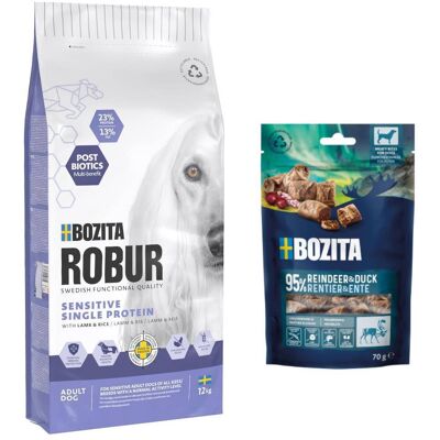 7,5 kg / 12 kg Bozita Robur + Bozita Meaty Bites, renifer i kaczka, 2 x 70 g gratis! - Sensitive Single Protein, jagnięcina i ryż, 12 kg 7,5 kg / 12 kg Bozita Robur + Bozita Meaty Bites, renifer i kaczka, 2 x 70 g gratis! - Sensitive Single Protein, jagnięcina i ryż, 12 kg