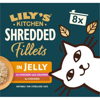 Lily's Kitchen Shredded Fillets dla kotów, 8 x 70 g - Pakiet mieszany w galarecie (2 smaki) Lily's Kitchen Shredded Fillets dla kotów, 8 x 70 g - Pakiet mieszany w galarecie (2 smaki)