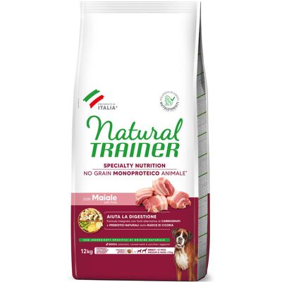 Natural Trainer No Grain Adult Medium & Maxi, z wieprzowiną - 12 kg Natural Trainer No Grain Adult Medium & Maxi, z wieprzowiną - 12 kg