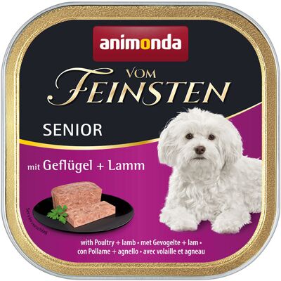 Jedzenie dla psów Animonda Vom Feinsten 48 x 150 g - Senior: Drób & Jagnięcina Jedzenie dla psów Animonda Vom Feinsten 48 x 150 g - Senior: Drób & Jagnięcina