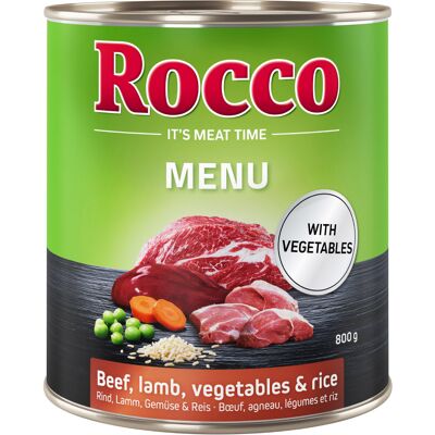 Rocco Menu, 6 x 800 g - Wołowina i jagnięcina z warzywami i ryżem Rocco Menu, 6 x 800 g - Wołowina i jagnięcina z warzywami i ryżem