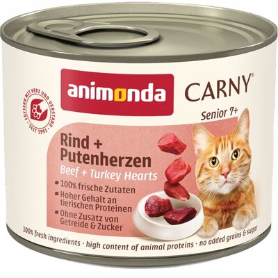 Animonda Carny Senior, 6 x 200 g - Wołowina z sercami indyczymi Animonda Carny Senior, 6 x 200 g - Wołowina z sercami indyczymi