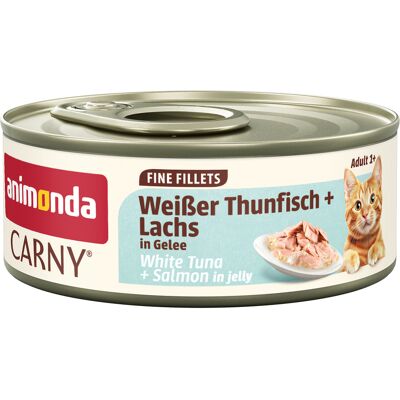 Animonda Carny Adult Feine Fillets, w galarecie, 12 x 60 g - Biały tuńczyk i łosoś Animonda Carny Adult Feine Fillets, w galarecie, 12 x 60 g - Biały tuńczyk i łosoś