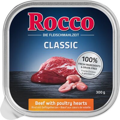Rocco Classic tacki, 9 x 300 g - Wołowina i serca drobiowe Rocco Classic tacki, 9 x 300 g - Wołowina i serca drobiowe