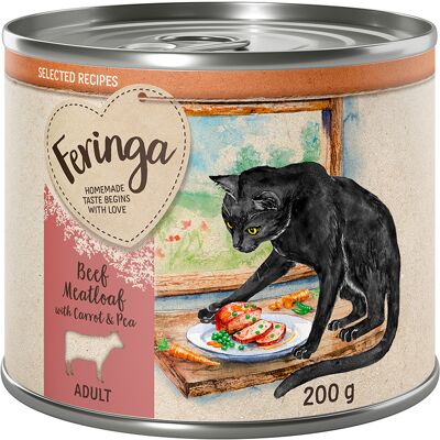 Karma dla kotów Feringa - 12x200g, Wybrane przepisy, mięso na mięsny, marchewki, groszek Karma dla kotów Feringa - 12x200g, Wybrane przepisy, mięso na mięsny, marchewki, groszek