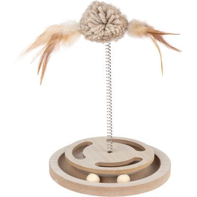 Zabawka dla kota Modern Living Comporta - Naturalna, Otwory na przysmaki, Pompom z piórami Zabawka dla kota Modern Living Comporta - Naturalna, Otwory na przysmaki, Pompom z piórami