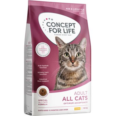 8 + 2 kg gratis! Concept for Life, karma sucha, 10 kg - NOWOŚĆ: All Cats Adult 8 + 2 kg gratis! Concept for Life, karma sucha, 10 kg - NOWOŚĆ: All Cats Adult
