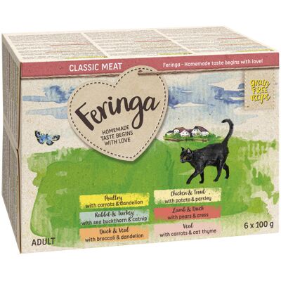 Feringa Classic Meat Menu, miseczki, 6 x 100 g - Mieszany pakiet II (6 smaków) Feringa Classic Meat Menu, miseczki, 6 x 100 g - Mieszany pakiet II (6 smaków)