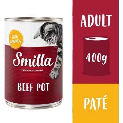 Smilla Puszki z wołowiną, 6 x 400 g - Wołowina z kurczakiem Smilla Puszki z wołowiną, 6 x 400 g - Wołowina z kurczakiem