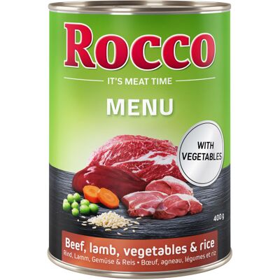 Rocco Menu, 6 x 400 g - Jagnięcina z wołowiną i warzywami z ryżem Rocco Menu, 6 x 400 g - Jagnięcina z wołowiną i warzywami z ryżem