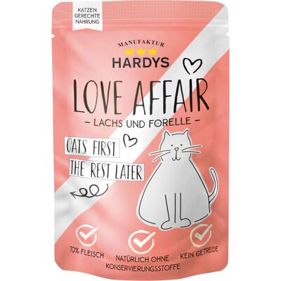 Karma dla kotów Hardys Love Affair - Łosoś, Pstrąg - 24 i 12 Opakowań Karma dla kotów Hardys Love Affair - Łosoś, Pstrąg - 24 i 12 Opakowań