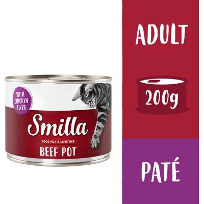 Smilla Puszki z wołowiną, 6 x 200 g - Wołowina z wątróbkami kurzymi Smilla Puszki z wołowiną, 6 x 200 g - Wołowina z wątróbkami kurzymi