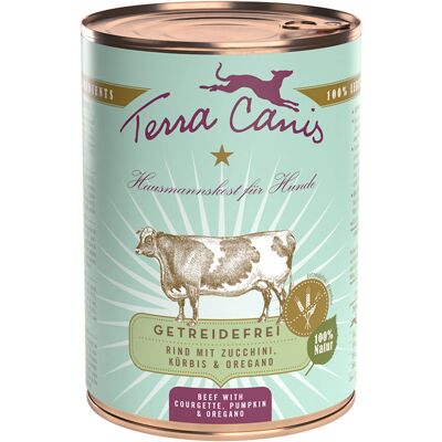 Terra Canis bez zbóż, 6 x 400 g - Wołowina z cukinią, dynią i oregano Terra Canis bez zbóż, 6 x 400 g - Wołowina z cukinią, dynią i oregano