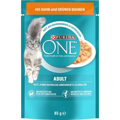 Karma dla kotów Purina ONE - Kompletny mokry pokarm dla dorosłych kotów - Kurczak & Zielona Fasola Karma dla kotów Purina ONE - Kompletny mokry pokarm dla dorosłych kotów - Kurczak & Zielona Fasola