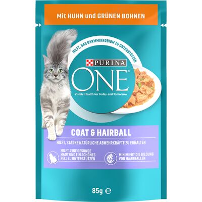 Korzystny pakiet PURINA ONE, 26 x 85 g - Coat & Hairball, Kurczak z zieloną fasolką, 26 x 85 g Korzystny pakiet PURINA ONE, 26 x 85 g - Coat & Hairball, Kurczak z zieloną fasolką, 26 x 85 g
