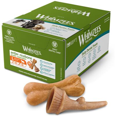 Whimzees by Wellness, poroże i kości ryżowe - Rozmiar L, 30 szt. Whimzees by Wellness, poroże i kości ryżowe - Rozmiar L, 30 szt.