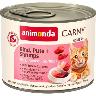 Karma dla kotów Animonda Carny Wołowina, Indyk i Krewetki - 6 x 200g Karma dla kotów Animonda Carny Wołowina, Indyk i Krewetki - 6 x 200g