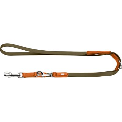 Hunter regulowana smycz Wolmar z BioThane® i skóry, khaki/pomarańczowa - Dł. 200 cm, szer. 19 mm Hunter regulowana smycz Wolmar z BioThane® i skóry, khaki/pomarańczowa - Dł. 200 cm, szer. 19 mm