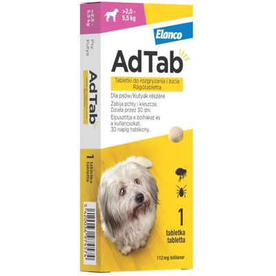 AdTab 112 mg - Tabletki do żucia na pchły i kleszcze AdTab 112 mg - Tabletki do żucia na pchły i kleszcze