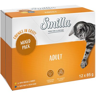 Smilla Adult, kawałeczki w sosie z warzywami - Pakiet mieszany, 12 x 85g Smilla Adult, kawałeczki w sosie z warzywami - Pakiet mieszany, 12 x 85g