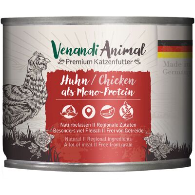 Venandi Animal Monoprotein - Wilgotne jedzenie dla wrażliwych kotów - 6x200g Venandi Animal Monoprotein - Wilgotne jedzenie dla wrażliwych kotów - 6x200g
