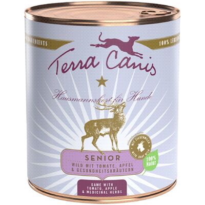 Terra Canis Senior, bez zbóż, 6 x 800 g - Dziczyzna z pomidorami, jabłkami i ziołami lekarskimi Terra Canis Senior, bez zbóż, 6 x 800 g - Dziczyzna z pomidorami, jabłkami i ziołami lekarskimi