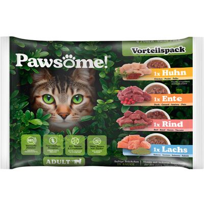 Korzystny pakiet Pawsome Adult Cat, 8 x 85 g - Pakiet mieszany (4 smaki) Korzystny pakiet Pawsome Adult Cat, 8 x 85 g - Pakiet mieszany (4 smaki)