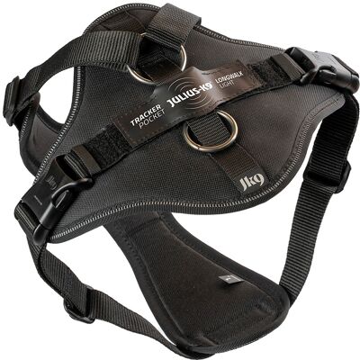 Julius-K9 szelki dla psa Longwalk Light z kieszenią na lokalizator, czarne - Rozmi. M: obw. klatki piersiowej 56-76 cm Julius-K9 szelki dla psa Longwalk Light z kieszenią na lokalizator, czarne - Rozmi. M: obw. klatki piersiowej 56-76 cm