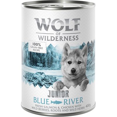 Little Wolf of Wilderness Junior, 6 x 400 g - Blue River, kurczak i łosoś Little Wolf of Wilderness Junior, 6 x 400 g - Blue River, kurczak i łosoś