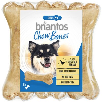 Briantos Chew Bones dla psa, kurczak i banan - 6 x 12 cm (330 g) Briantos Chew Bones dla psa, kurczak i banan - 6 x 12 cm (330 g)