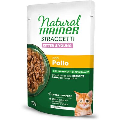 Natural Trainer Straccetti Kitten & Young, paski w sosie, 28 x 70 g - Kurczak Natural Trainer Straccetti Kitten & Young, paski w sosie, 28 x 70 g - Kurczak