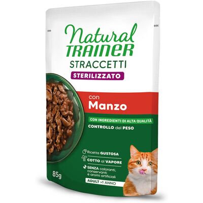 Natural Trainer Straccetti Adult Sterilised, paski w sosie, 24 x 85 g - Wołowina Natural Trainer Straccetti Adult Sterilised, paski w sosie, 24 x 85 g - Wołowina