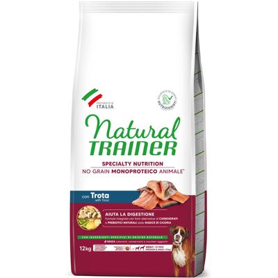 Natural Trainer No Grain Adult Medium & Maxi, z pstrągiem - 12 kg Natural Trainer No Grain Adult Medium & Maxi, z pstrągiem - 12 kg