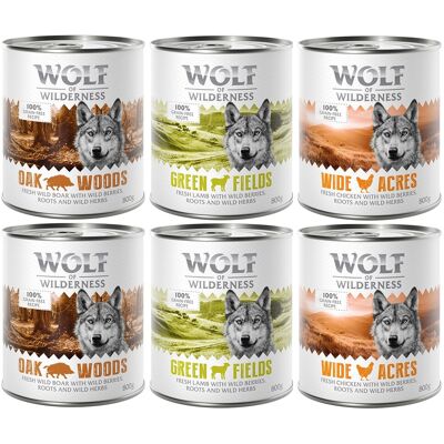 Wolf of Wilderness Monoprotein Adult, 6 x 800 g - Pakiet mieszany: Dzik, kurczak, jagnięcina Wolf of Wilderness Monoprotein Adult, 6 x 800 g - Pakiet mieszany: Dzik, kurczak, jagnięcina