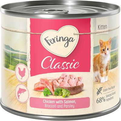 Feringa Classic Meat Menu Kitten, 6 x 200 g - Łosoś i kurczak Feringa Classic Meat Menu Kitten, 6 x 200 g - Łosoś i kurczak