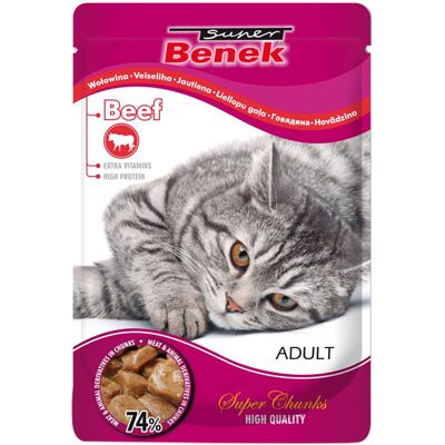 Super Benek Super Chunks, 24 x 100 g - Wołowina w sosie Super Benek Super Chunks, 24 x 100 g - Wołowina w sosie