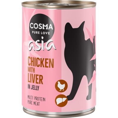 Cosma Asia, w galarecie, 6 x 400 g - Kurczak z wątrobami kurzymi Cosma Asia, w galarecie, 6 x 400 g - Kurczak z wątrobami kurzymi