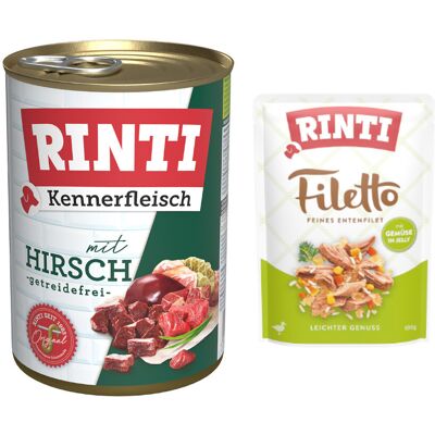 RINTI: karma mokra dla psa, 6 x 400 g + Filetto w galarecie, kaczka z warzywami, 100 g gratis! - Kennerfleisch, jeleń RINTI: karma mokra dla psa, 6 x 400 g + Filetto w galarecie, kaczka z warzywami, 100 g gratis! - Kennerfleisch, jeleń