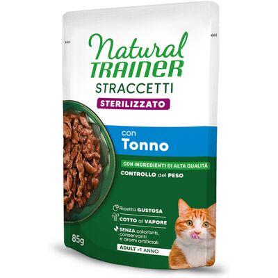 Natural Trainer Straccetti Adult Sterilised, paski w sosie, 24 x 85 g - Tuńczyk Natural Trainer Straccetti Adult Sterilised, paski w sosie, 24 x 85 g - Tuńczyk