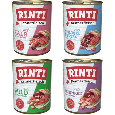 RINTI Kennerfleisch 12 x 800 g - Mix 1: Szynka, Dzika, Kurczak serce, Cielęcina - Karma dla psów RINTI Kennerfleisch 12 x 800 g - Mix 1: Szynka, Dzika, Kurczak serce, Cielęcina - Karma dla psów