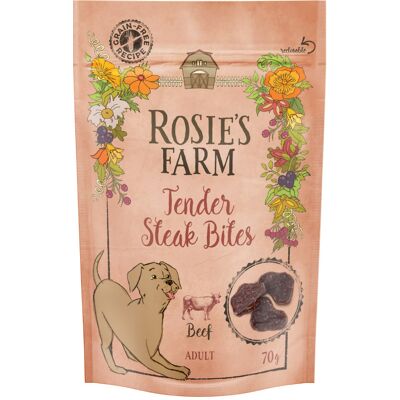 Rosie's Farm Snacks Adult "Tender Steak Bites", wołowina - 3 x 70 g Rosie's Farm Snacks Adult "Tender Steak Bites", wołowina - 3 x 70 g
