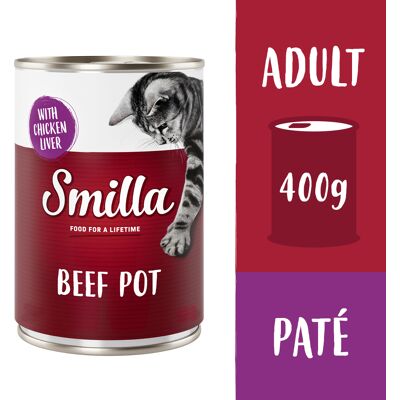 Smilla Puszki z wołowiną, 6 x 400 g - Wołowina z wątróbkami kurzymi Smilla Puszki z wołowiną, 6 x 400 g - Wołowina z wątróbkami kurzymi