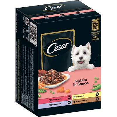 Cesar Selection, mięso i warzywa w sosie - 12 x 100 g Cesar Selection, mięso i warzywa w sosie - 12 x 100 g