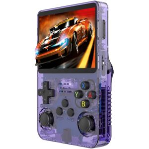 1097728SZBT R36S Handheld Game Console, 3.5-inch IPS Screen, Linux System, 11 Emulator, 64GB - Transparent Purple