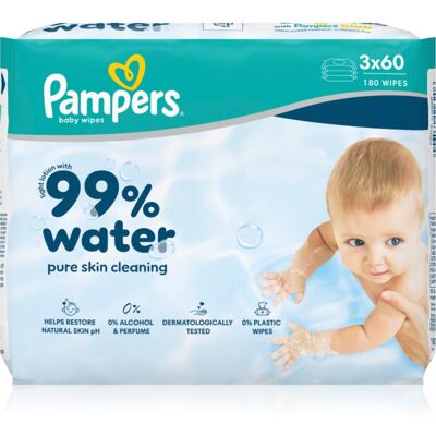 Pampers 99% Water Baby Wipes nawilżane chusteczki oczyszczające dla dzieci 3x60 szt. Pampers 99% Water Baby Wipes nawilżane chusteczki oczyszczające dla dzieci 3x60 szt.