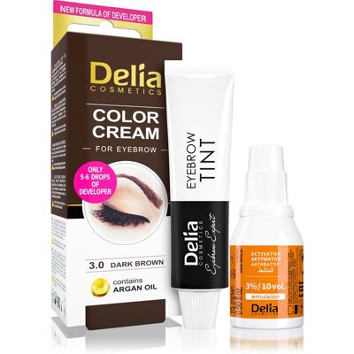 Delia Cosmetics 3.0 Ciemnobrązowa farba do brwi z olejem arganowym - Farba do brwi Delia Cosmetics 3.0 Ciemnobrązowa farba do brwi z olejem arganowym - Farba do brwi