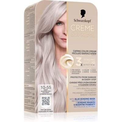 Schwarzkopf Creme Supreme trwała farba do włosów odcień 10-55 Cool Silverblond 60 ml Schwarzkopf Creme Supreme trwała farba do włosów odcień 10-55 Cool Silverblond 60 ml